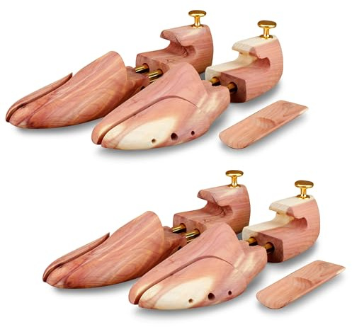 Langer & Messmer Schuhspanner aus Zedernholz für Herren und Damen inkl. Reiseschuhlöffel aus Zedernholz, Größe 34 bis 50, das Original! 42/43 2 Paar