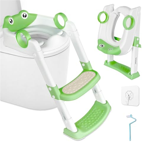 Toilettensitz Kinder mit Treppe,Toilettentrainer für Kind,Toilettenleiter für Kind,2-in-1 kinder Toilettensitz mit Treppe,Verstellbar Toilettentrainer Toilettensitz für Jung und Mädchen