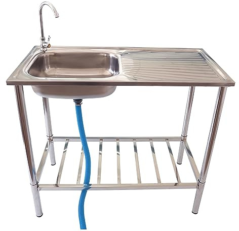 Edelstahl Multifunktionswaschtisch, Spültisch für Outdoor und Camping, Edelstahlspüle zur Erweiterung der Outdoorküche