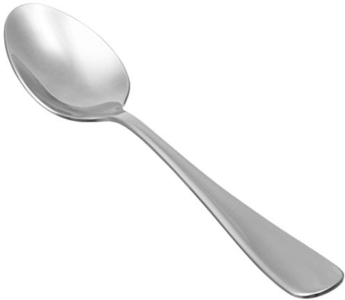 Amazon Basics Esslöffel aus Edelstahl, spülmaschinenfest, mit rundem Rand, große Esslöffel, 20,1 cm, 12er-Pack, Silber