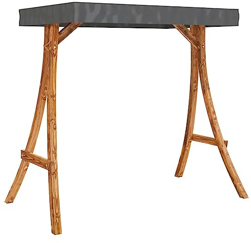 vidaXL Bugholz Schaukelgestell mit Anthrazit Dach Holzgestell Gestell Rahmen für Hollywoodschaukel Gartenschaukel Schaukelbank Teak-Finish