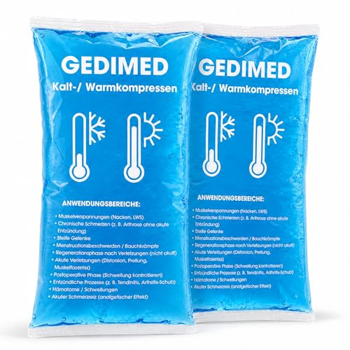 XXL Kühlpads - Kalt Warm Kompresse | 29x12cm | Kühlen von Schmerzen, Modern, Blau -Gel - Kühlpack für Insektenstiche, Prellungen & weiteren Verletzungen (2 x Kompressen)