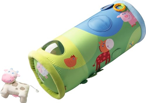 HABA 301197 Krabbelrolle Bauernhof, Geschenk für Babys, Hilfe zum Krabbeln Lernen