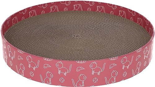 Kerbl Pet Katzenkratzbett Circle, Katzenbett, 34x5,5cm, pink, recycelter Wellpappe, mit extra Katzenminze