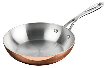 Vogue Tri-Wall Kupfer-Bratpfanne 20 cm, Kupfer, Spiegelglanz-Finish, für alle Kochfelder geeignet, induktionsgeeignete Bratpfanne, für Profi- & Hobbyköche, CM678