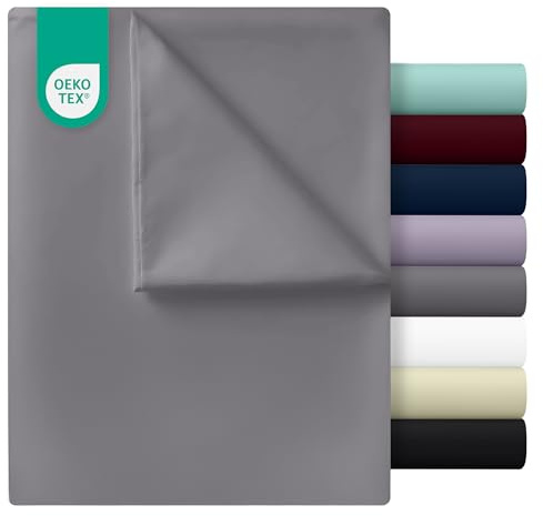 Utopia Bedding - Bettlaken ohne Gummizug 266x259cm - Weich Gebürstetes Polyester - Mikrofaser Flaches Laken – Grau