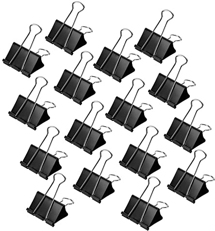 Amazon Basics Ordnerklammern, Fassungsvermögen 5/16 Zoll, 3/4 Zoll breit Kleiner Clip, 144 Stück, Schwarz
