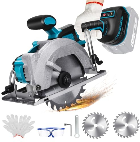 Akku-Kreissäge für Makita 18V Lithium-Akku, Bürstenlose Mini Handkreissäge mit 2 Sägeblättern, Mini-Kreissäge zum Schneiden von Fliesen und Holz (140mm)