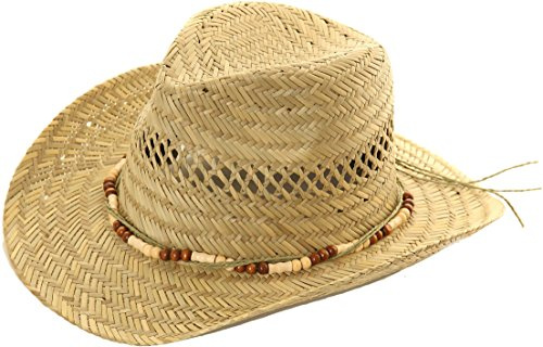 Strohhut Bondi Natur Westernhut Unisex mit Breiter Krempe Sonnenschutz