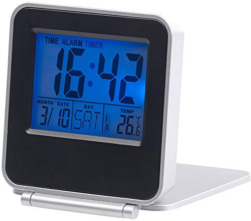 PEARL Reisewecker klappbar: Kompakter Digital-Reisewecker mit Thermometer, Kalender und Timer (klappbar klein, Digital, Klapp)