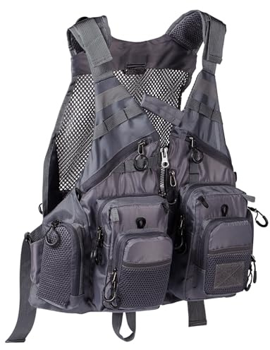 Bassdash Herren Angeln Weste Multifunktionsweste Anglerweste mit biszu max.20 Taschen für Fliegenfischen und Outdoor Freizeit