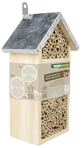 Windhager Insektenhotel Tiny - Nistkasten, Bienenhotel, Bienenhaus - Insektenhaus aus Holz für Bienen, Marienkäfer & Wildbienen - Bienenhotel und Nisthilfe zum Aufhängen