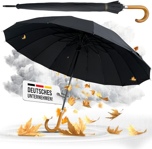 La Farrell Regenschirm XXL Stockschirm Golfschirm, Schwarz, Ø 120 cm
