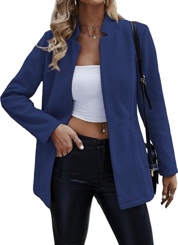 Jhsnjnr Damen Offen Vorne Tailliert Longblazer Casual Lange Ärmel Anzug Mantel Business Büro Herbst Jacke Blazer