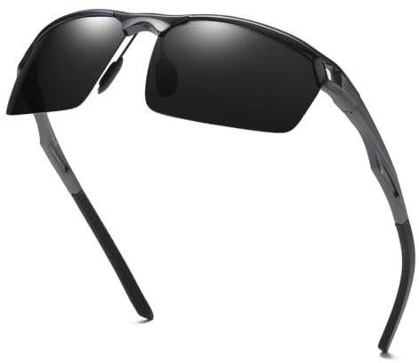 DUCO Retro Polarisierte Sonnenbrille für Herren Metall Fahrerbrille 8550 | 25g Ultraleichte Al-Mg Sportbrille für Männer, UV-Schutz Verspiegelt Linse Kat. 3, Verstellbare Nasenpads, Federscharnier