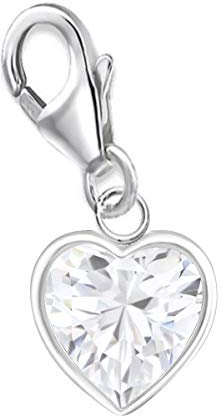 Goldene Hufeisen Kristallweiss Zirkonia Herz Charm Anhänger 925 Silber für Bettelarmband Charmkette