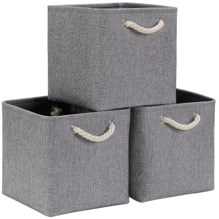 Mangata Stoff Aufbewahrungsbox 25x25x25 cm Faltbar Grau 3er Set