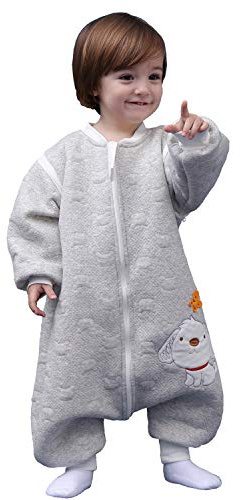 MIKAFEN Baby Schläfsack Langarm mit Füßen 2.0Tog, Baumwolle Junge Mädchen Unisex ganzjahres Schlafanzug, Blauer Welpe,70/Baby Höhe 75-85cm