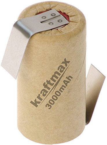 10x Kraftmax SUB-C Akku Zelle - 3000mAh / 1,2V / NIMH - Hochleistungs- Markenzelle mit Lötfahne Z-Form in Industriequalität
