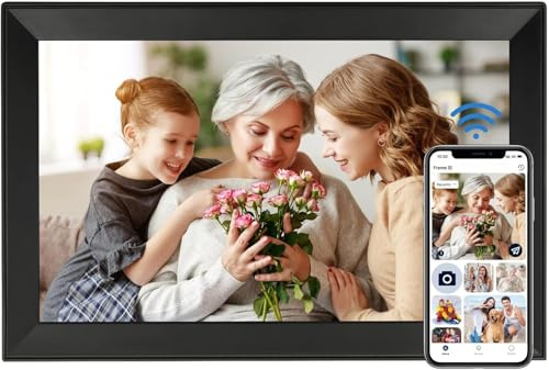 ANNA BELLA 15.6 Inch WiFi Digital Photo Frame with 1920x1080 HD IPS Touch Screen, 32GB Storage, Auto-Rotate, Wall Mountable, Easy App Sharing for Photos & Videos, for Family