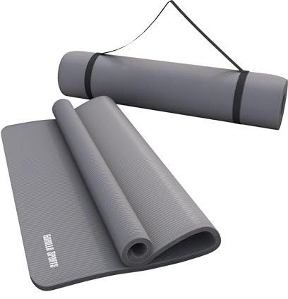 GORILLA SPORTS® Yogamatte - 190x60x1,5 cm oder 190x100x1,5 cm, mit Tragegurt, Phthalatfrei, Rutschfest, Farbwahl - Gymnastikmatte, Fitnessmatte, Sportmatte, Trainingsmatte, Übungsmatte