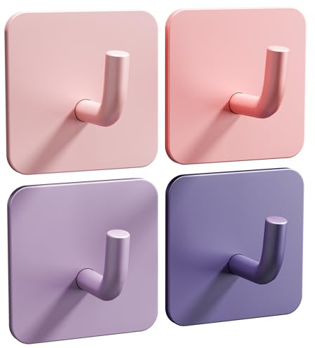 DEKAZIA® Kleiderhaken Kinder 4er-Set Mädchen Rosa-Lila Pastell | Kindergarderobe Haken Garderobenhaken Wandhaken Kinderzimmer Klebehaken selbstklebend