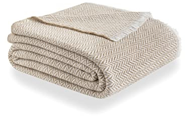 Todocama Überwurf, extra weiche Baumwolle, Four Seasons, Mehrzweck-Tagesdecke für Sofa, Bett, Schal, Tagesdecke, Sofaüberwurf, Sandbeige, PRCMAMSBEAR, 180 x 240 cm