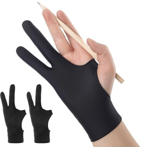 ZORVYN 2 Stück Zeichenhandschuh Elastisch für Grafiktablett und Künstler, Antifouling Handschuh für Zeichnen und Digitale Anwendungen