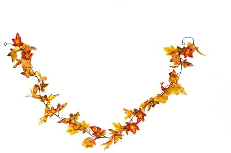 HEITMANN DECO Herbstgirlande mit Ahornblättern – 180 cm Deko-Girlande in Gelb & Orange für Fenster, Tisch & Treppe