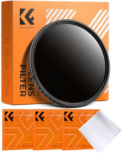 K&F CONCEPT 67mm ND Filter Variabler Graufilter ND2-ND400 (1-9 Blendenstufen) mit DREI Reinigungstücher für Landschaftsfotografie（Nano-Basic Serie）