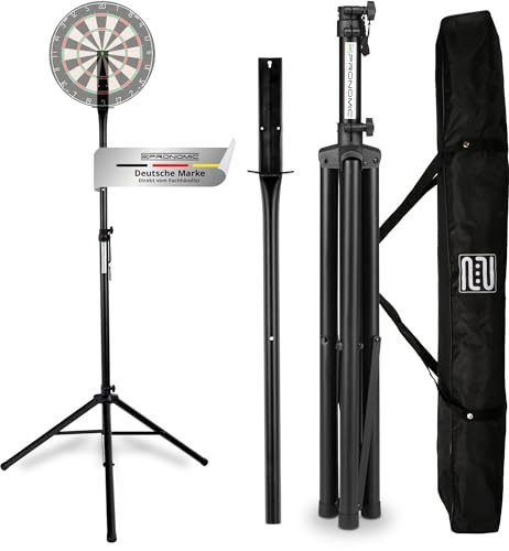 Pronomic DA-45S Ständer für Dartscheibe (Dartboard Halterung, Dartständer aus pulverbeschichtetem Stahl, stufenlos höhenverstellbar, Tasche) schwarz