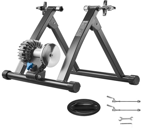VEVOR Fahrrad Rollentrainer Fahrradtrainer für 660,4-736,6 mm / 700C-Räder, klappbarer Radtrainer Heimtrainer mit Schnellspanner & Vorderradunterlage, 150 kg belastbar, Fahrradfahren Heimtraining
