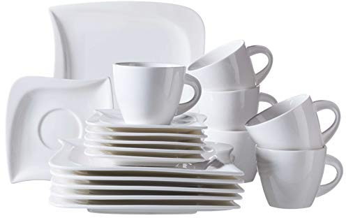 Verso by Mäser, Serie La Musica, Kaffeeservice 18-teilig, Porzellan Geschirrset für 6 Personen, 921172, Weiß