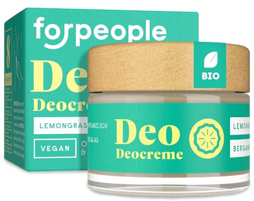 forpeople BIO Deocreme · Festes Deodorant für 12h+ Frische · Ohne Aluminium, Alkohol und Parfum · VEGAN · Deo Creme für Frauen und Männer · Duft: Lemongrass & Bergamotte