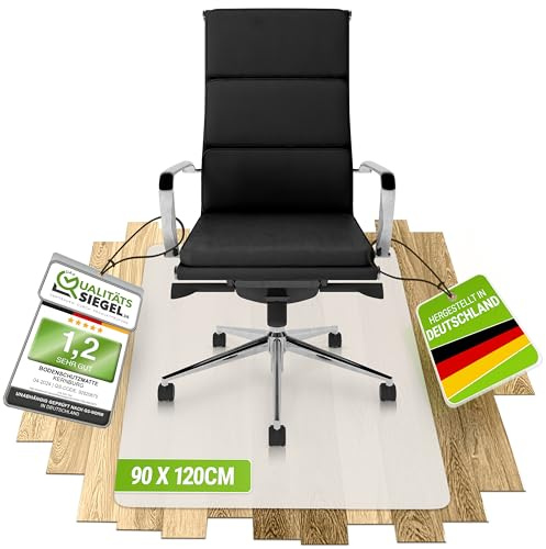 Kernburg Bodenschutzmatte für Bürostühle – transparente Schreibtischstuhl-Unterlage für Laminat, Parkett & Fliesen – rutschfest, geräuschdämmend, ideal fürs Homeoffice (90 x 120 cm)