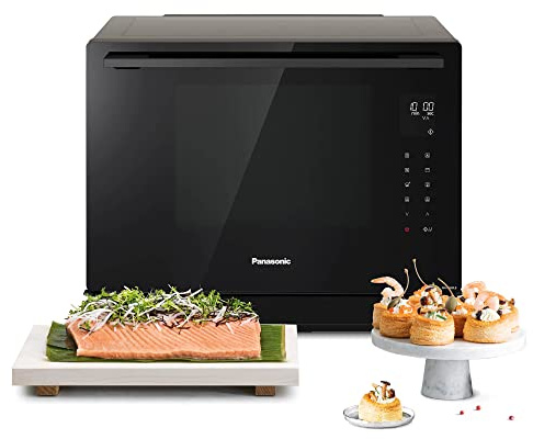 Panasonic NN-CS88LBEPG | 4-in-1-Kombi-Dampfofen, 31 l, Inverter, Drehheizung auf 30-230 °C, Flachgrill 1300 W, Mikrowelle 1000 W, Dampf 1300 W, feste Oberseite, Schwarz — Version FR