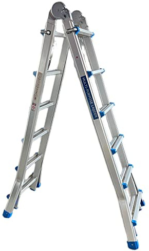 Klappleiter Teleskopleiter Stehleiter 4x6 Mehrzweckleiter Alu Leiter aus Hochwertigem Aluminium
