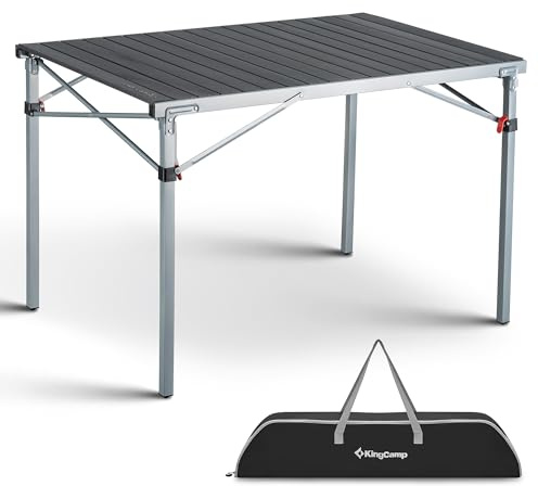 KingCamp Campingtisch klappbar Klapptisch mit Aluminiumrahmen Aufrollbare Tischplatte(107x70 cm) für 4-6 Personen Campingtisch faltbar mit Tragetasche belastbar bis 80 kg,Silber,L