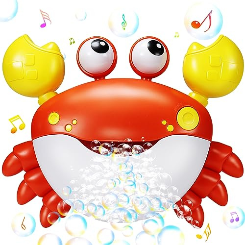 Jiosdo Badewannenspielzeug, Krabbe Badespielzeug Bubble Mit Musik, Badespielzeug Baby, Badewanne Spielzeug Wasserspielzeug Kinder, Geschenke für Jungen und Mädchen (rot)