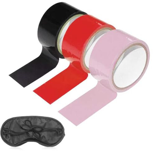 Bondage Tape 4-er Bondageset Fessel Set,16m*5cm Bondagetapes & Augenmaske Augenbinde Sex Bett,Elektrostatisches Tape ohne Kleber Design Tapes,Bondage Seil BDSMs Sexspielzeug für Paare Extrem Sex (3+1)