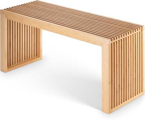 BAM BOO BOX Sitzbank aus Bambus – Stilvolle Holzbank für Flur, Küche & Esszimmer | Flurbank ohne Lehne 90x33x43cm | Holzbank Indoor als Esstisch Bank, Küchenbank & Deko Bank | bis 250 kg belastbar