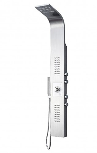 Bernstein Duschpaneel 8815 Edelstahl gebürstet – Duschsystem mit Sedal-Thermostat, 48 Massagedüsen, Regendusche, Schwalldusche und Handbrause