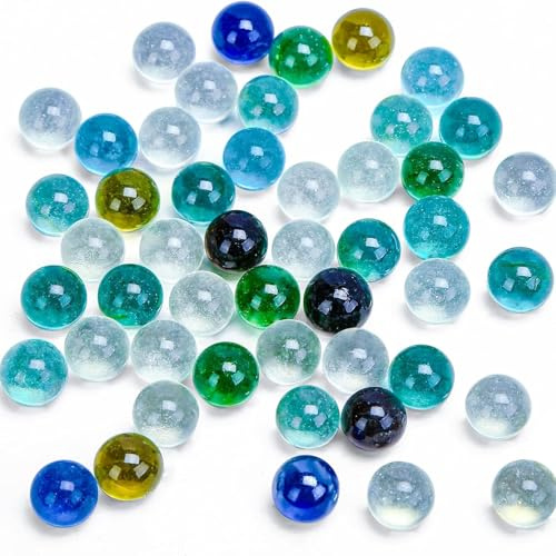 HAKACC Murmeln Glas, 50 STK. Muggelsteine bunt Kinder Deko Kugeln Spielzeug Durchsichtig Klare Glasmurmeln