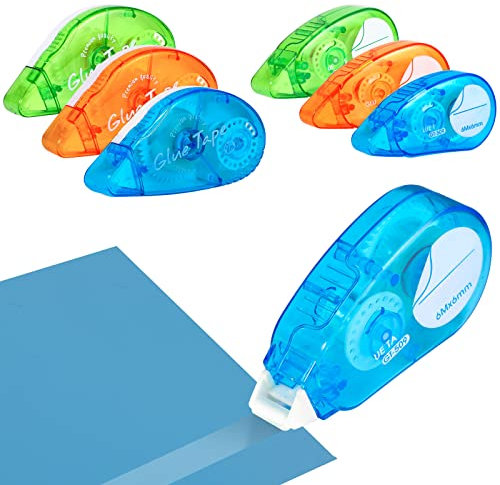 6 Rollen Kleberoller Doppelseitig, 8 mm x 8 m, 6 mm x 6 m Selbstklebender Kleberoller, Transparentes Fotokleber Roller Glue Tape für DIY Scrapbooking Karten Journal Crafts