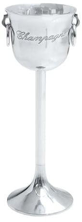 Riess Ambiente eleganter Sektkühler Champagne 75cm Silber poliert Flaschenkühler Flaschenhalter Flaschenständer Eisschale Esszimmerdekoration Wohnzimmerdeko