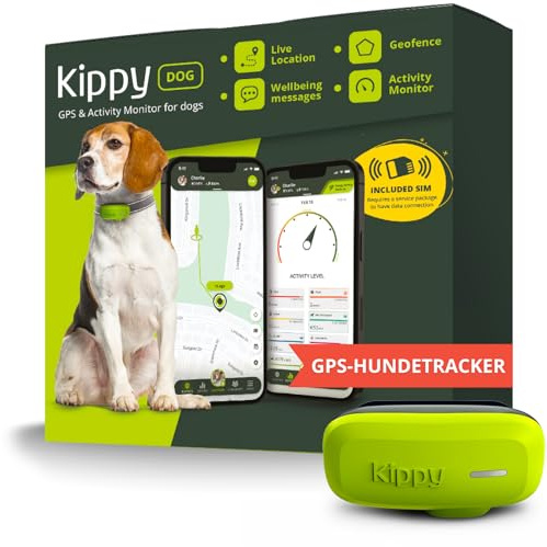 Kippy Dog | GPS für Hunde – Wasserdichter GPS-Tracker für Hunde zur Befestigung am Halsband – Aktivitäts- und Gesundheits-Tracker für Ihren Hund, mit virtuellem Zaun und Benachrichtigungen – Grün