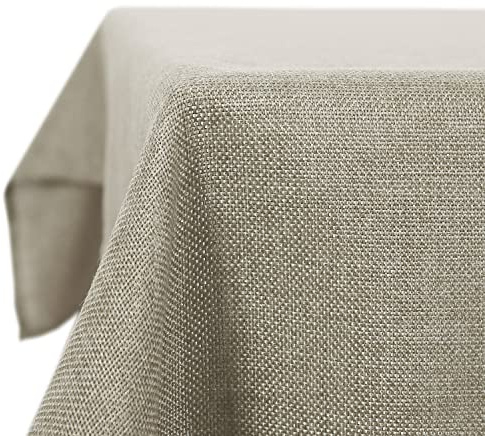 Deconovo Leinenoptik Tischdecke Wasserabweisend Tischwäsche Lotuseffekt Tischtuch, 130x220 cm, Leinen, 1 Stück