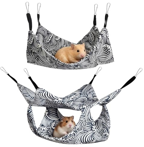 mimzemamz Meerschweinchen Hängematte, Ratten Zubehör Hängende Einlagig und Zweilagig im 2-in-1-Design, Meerschweinchen Bett für Frettchen Zuckergleiter Ratten Kleintiere Hamster Schlafen