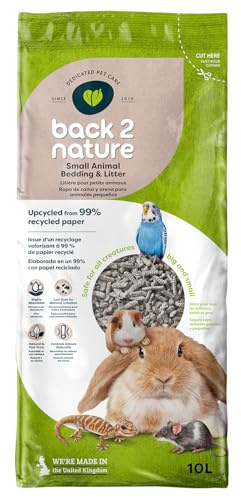 Back 2 Nature Einstreu & Streu (10l) – Hochabsorbierend, aus 99 % Recyclingpapier, weich & sicher für Kaninchen-, Vogel-, Frettchen- & Hamsterkäfige, kompostierbar & frisch duftend Hamstereinstreu