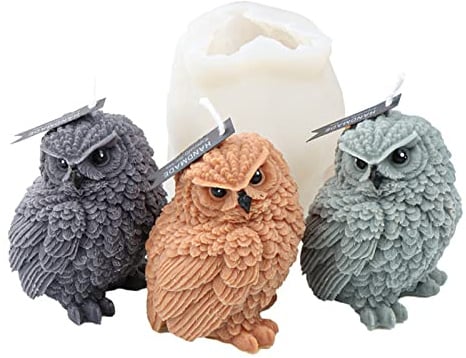 JS MOLD 3D Eule Silikonform Kerzenform,Silikon-Gießformen, Silikon Eulen Form Animal Silicone Molds Eulenform Formen,Tier Gießformen Für Diy Seife Kerze Schokolade,Handwerk